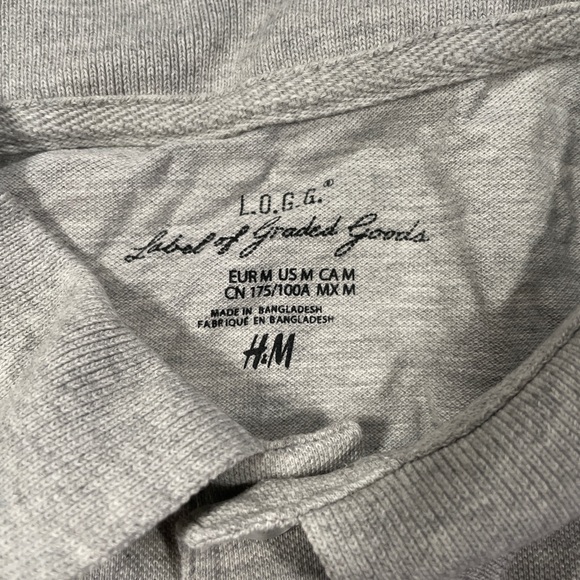 H&M L.O.G.G.® Men’s Gray Business Casual Polo Short Sleeve T-Shirt - Size Medium - Picture 3 of 7